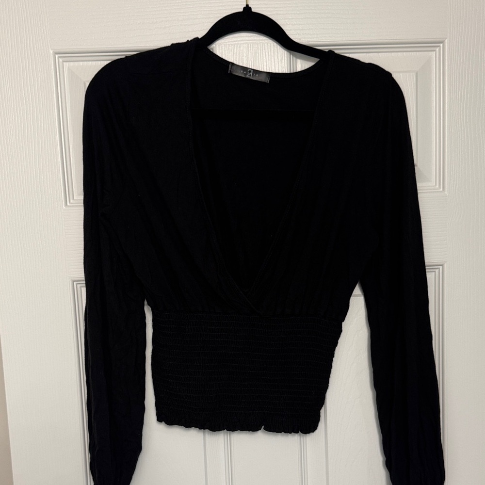 Chic Black V-Neck Blouse